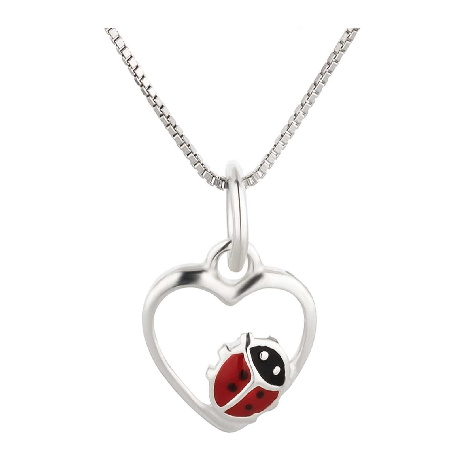'schmuck23' Sterling Silver Ladybug Necklace - 925 Silver Pendant for Girls