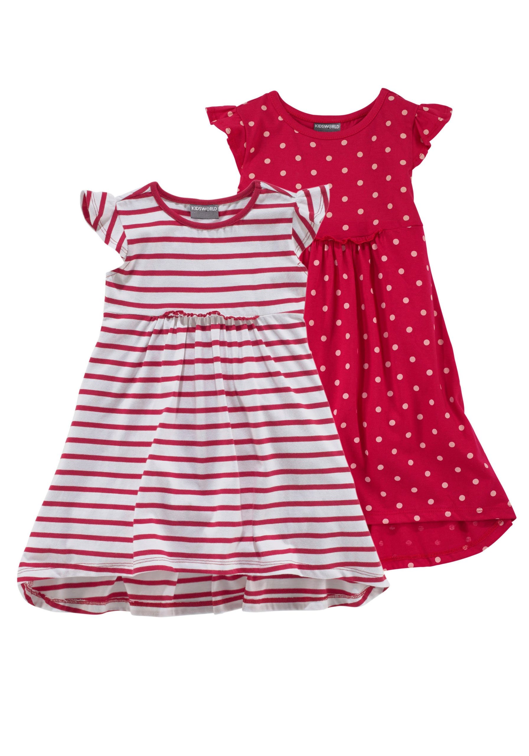 KIDSWORLD Jerseykleid für kleine Mädchen (2er-Pack) – Festlich, knielang, modisch, aus reiner Baumwolle