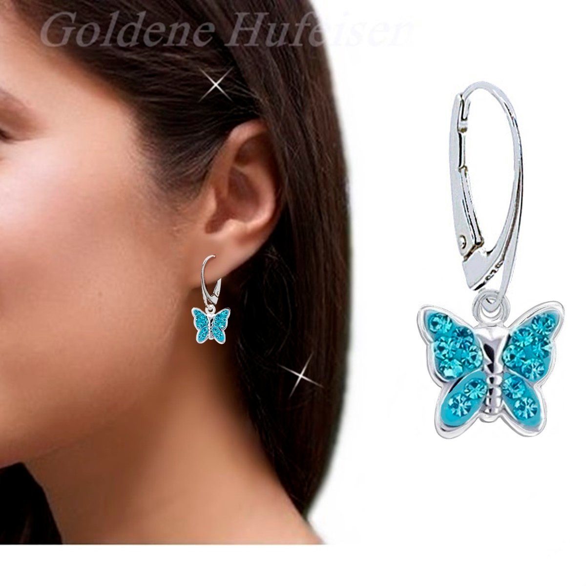 Rafaela Donata Sterling Silver Butterfly Stud Earrings - Heart Design