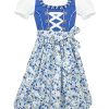 Country Maddox Children's Dirndl 'Zillerthal' 3-Piece, Floral Pattern, Blue and White