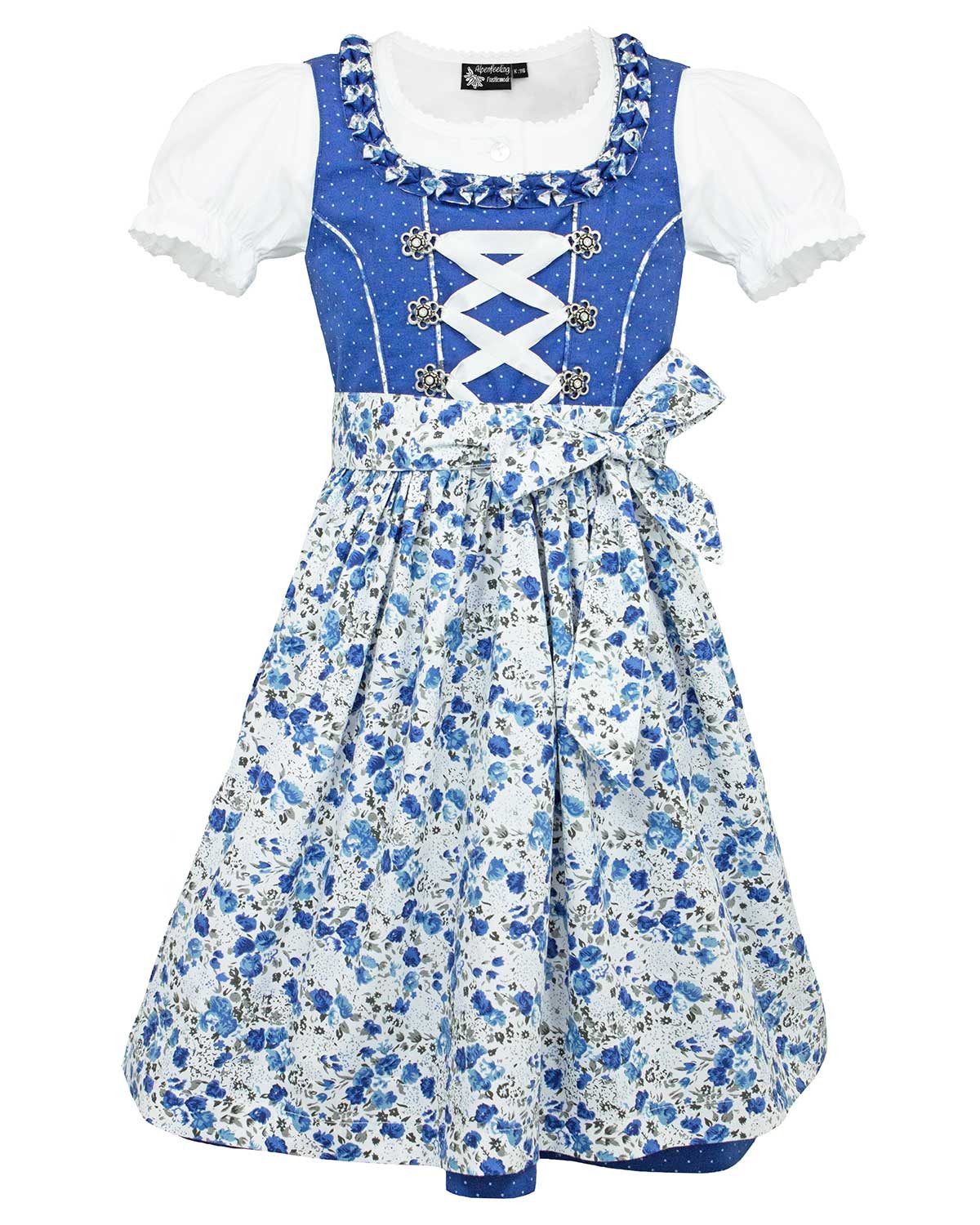 Country Maddox Children's Dirndl 'Zillerthal' 3-Piece, Floral Pattern, Blue and White Country Maddox Children's Dirndl 'Zillerthal' 3-Piece, Floral Pattern, Blue and White
