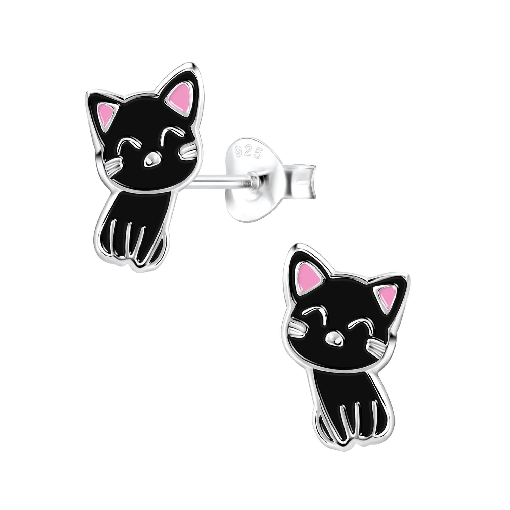 schmuck23 Sterling Silver Cat Earrings for Children - 925 Silver