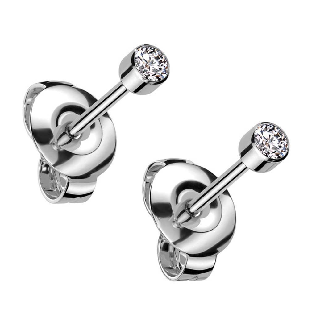 Viva-adornos Titanium Stud Earrings - Hypoallergenic & Nickel-Free - Zirconia Accent