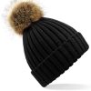 Beechfield Pom Pom Beanie: Warm Knit Hats for Kids & Adults