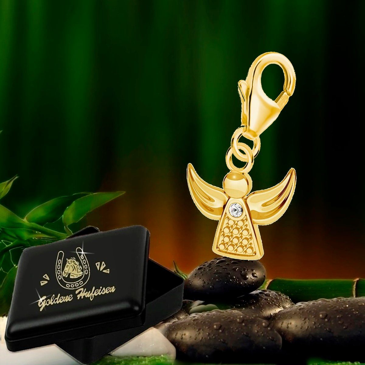 Golden Horseshoe Angel Charm - 925 Sterling Silver by *[Origin Star Name]*