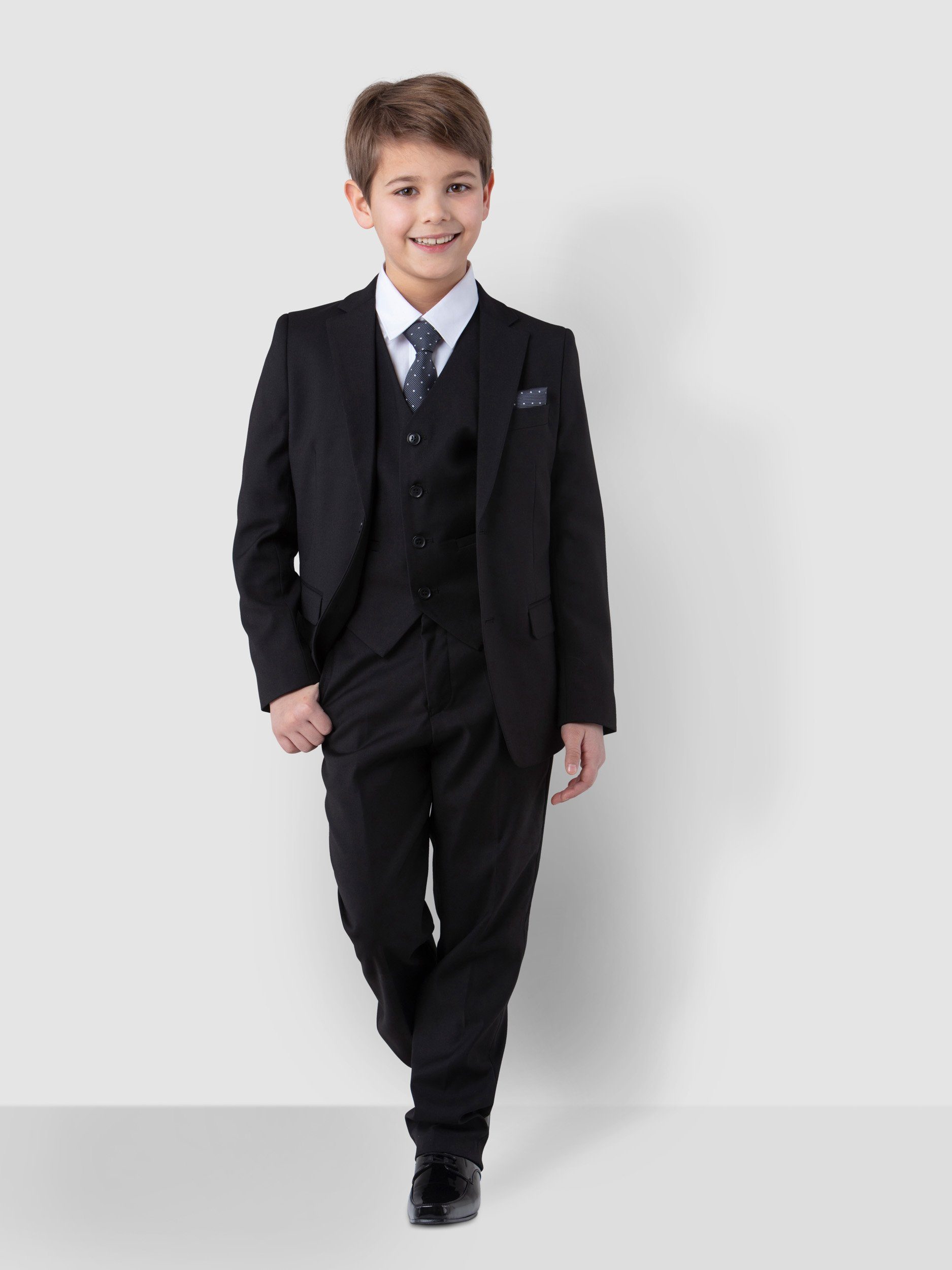 SANDER STELLAN Boys' Suit Luxurious Child Suit Communion Suit 6-piece, in Black (Blazer, Vest, Shirt, Trousers, Bow Tie, and Pocket Square) Formal, Elegant SANDER STELLAN Boys' Suit Luxurious Child Suit Communion Suit 6-piece, in Black (Blazer, Vest, Shirt, Trousers, Bow Tie, and Pocket Square) Formal, Elegant