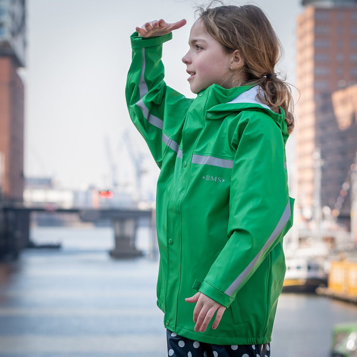 BMS Regen- und Matschjacke - BMS Regenjacke für Kinder 100% wasserdicht mit Kapuze
