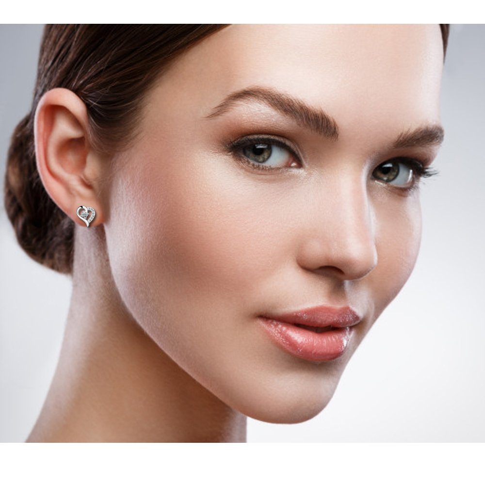 Limana Sterling Silver Heart Earrings - Rose Gold & Gold Finish - Gift Box Included