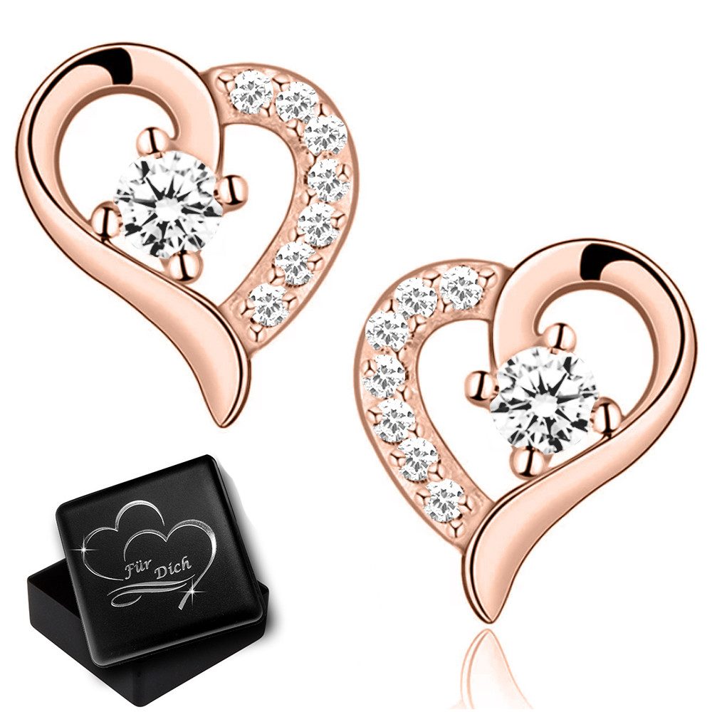 Limana Sterling Silver Heart Earrings - Rose Gold & Gold Finish - Gift Box Included Limana Sterling Silver Heart Earrings - Rose Gold & Gold Finish - Gift Box Included