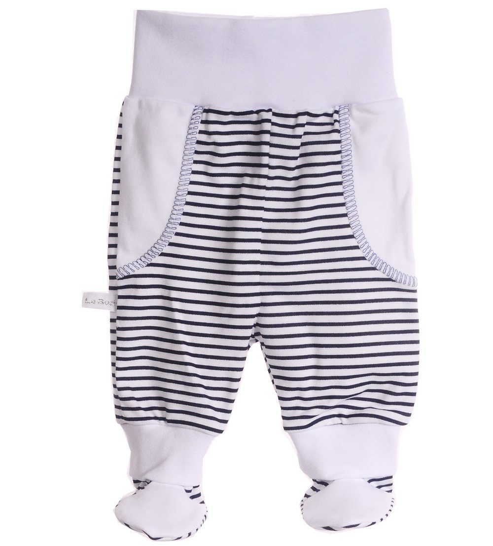 La Bortini Baby Slip-On Pants with Footies - Striped Cotton Baby Hose