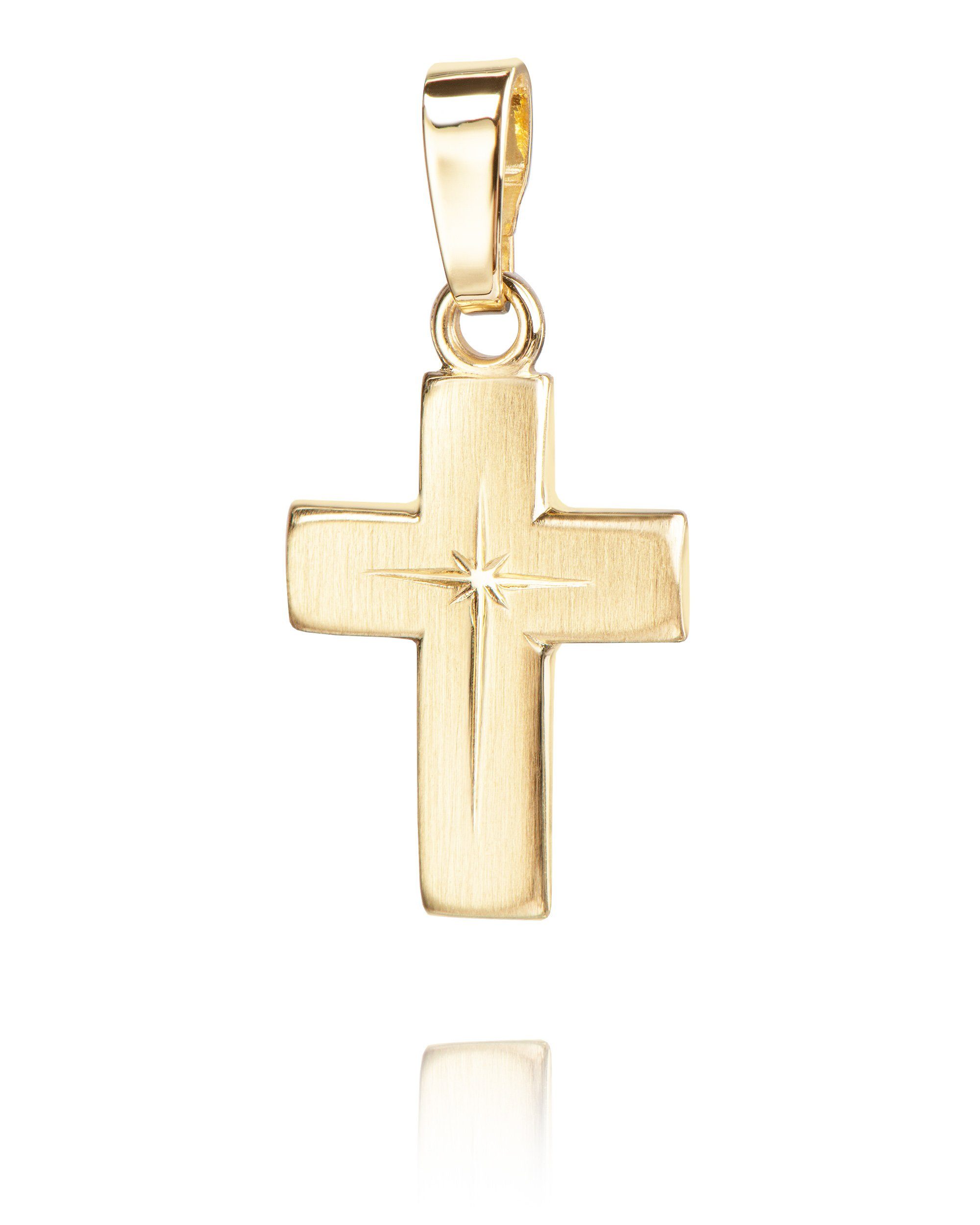 JEVELION 333 Gold Small Cross Pendant – 'Made in Germany' | Cross Necklace for Men & Women