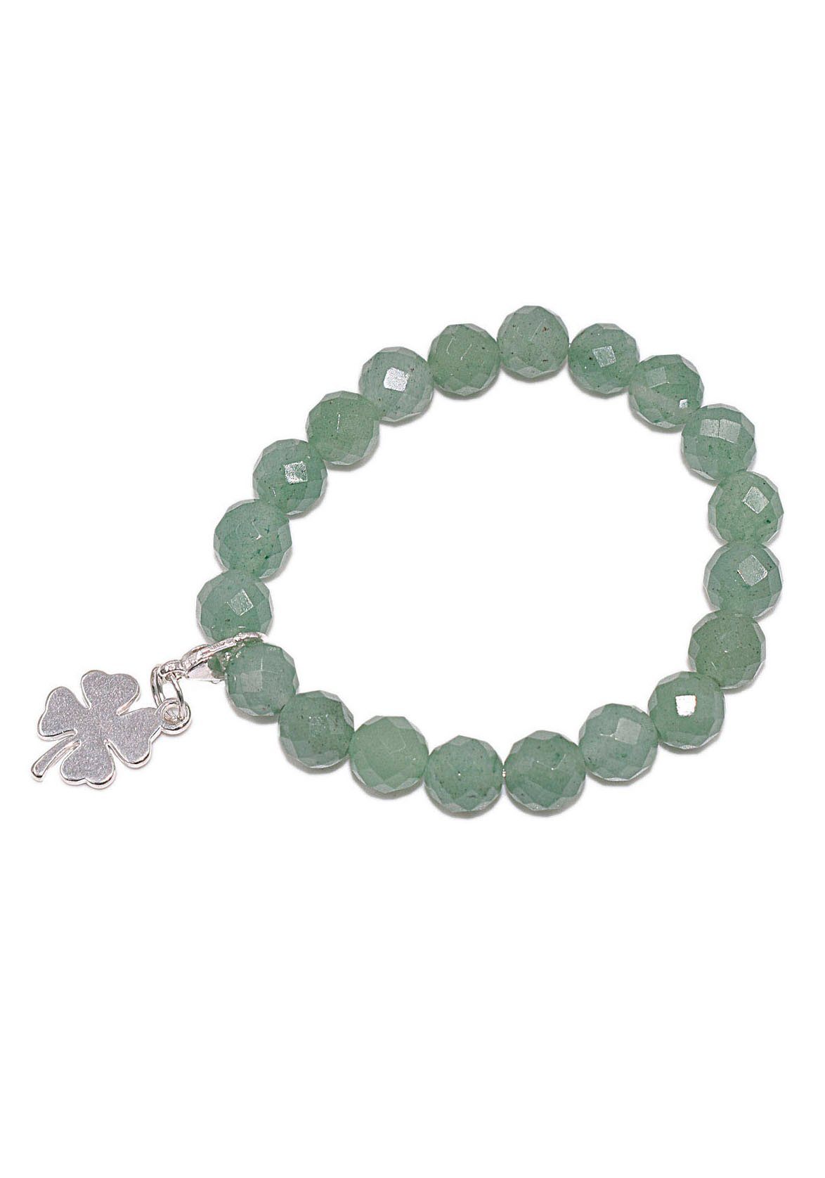 Firetti Charm-Armband, Charm Kleeblatt, Made in Germany - mit Rosenquarz oder Aventurin
