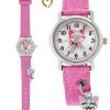 Pacific Time Quarzuhr Kinder Armbanduhr mit Katzenanhänger Stoffarmband, Gratis Versand