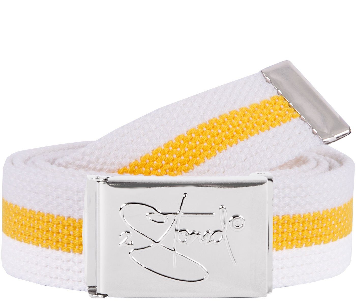 2Stoned Classic Logo Fabric Belt - Unisex Canvas Belt with Chrome Buckle - 120cm