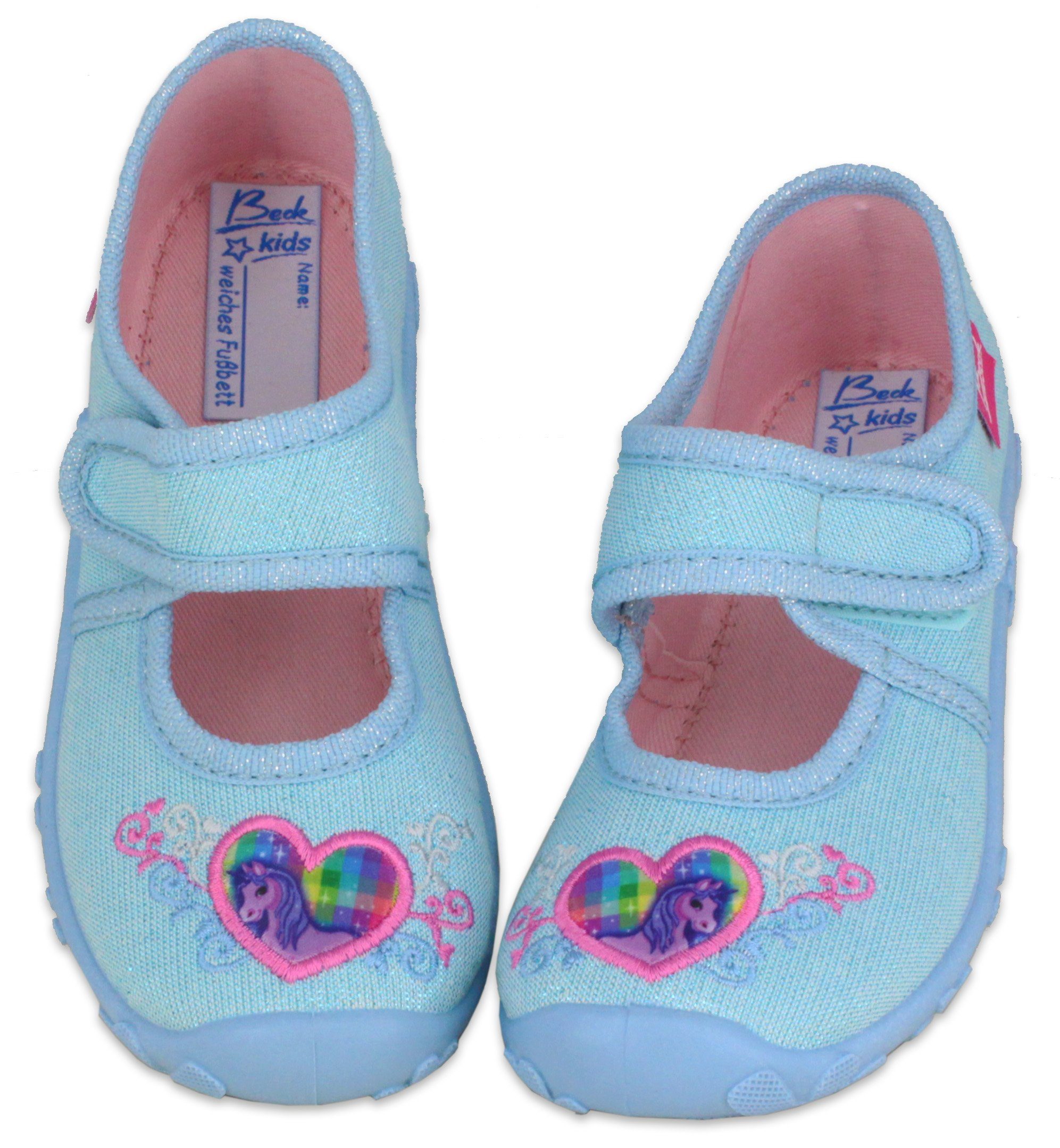Beck Mädchen Pferd Hausschuh Ballerina mit Klettverschluss Beck Mädchen Pferd Hausschuh Ballerina mit Klettverschluss