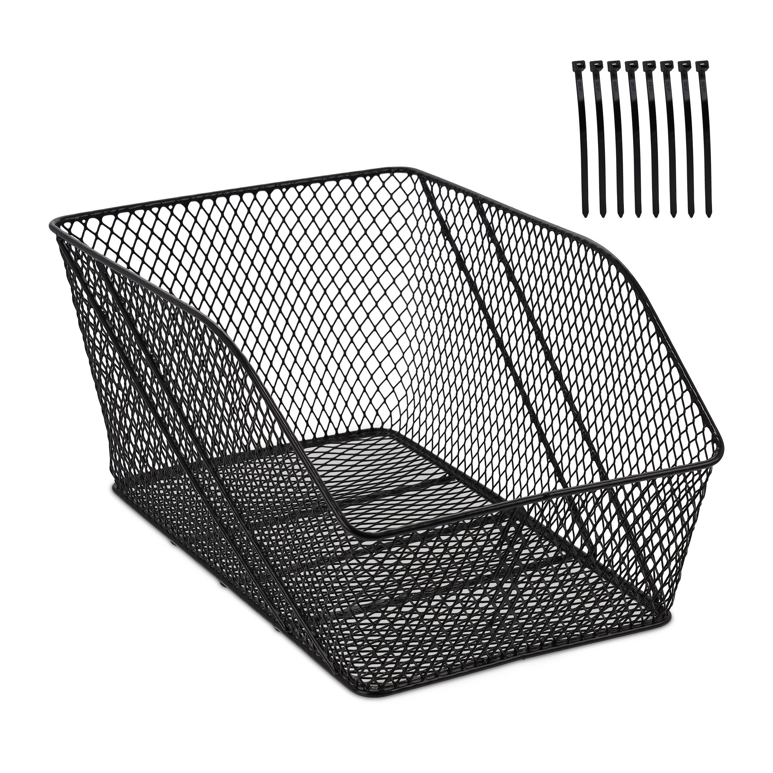 relaxdays Rear Bike Basket - Durable Metal for Groceries & More