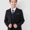 SANDER STELLAN Boys' Suit Luxurious Child Suit Communion Suit 6-piece, in Black (Blazer, Vest, Shirt, Trousers, Bow Tie, and Pocket Square) Formal, Elegant