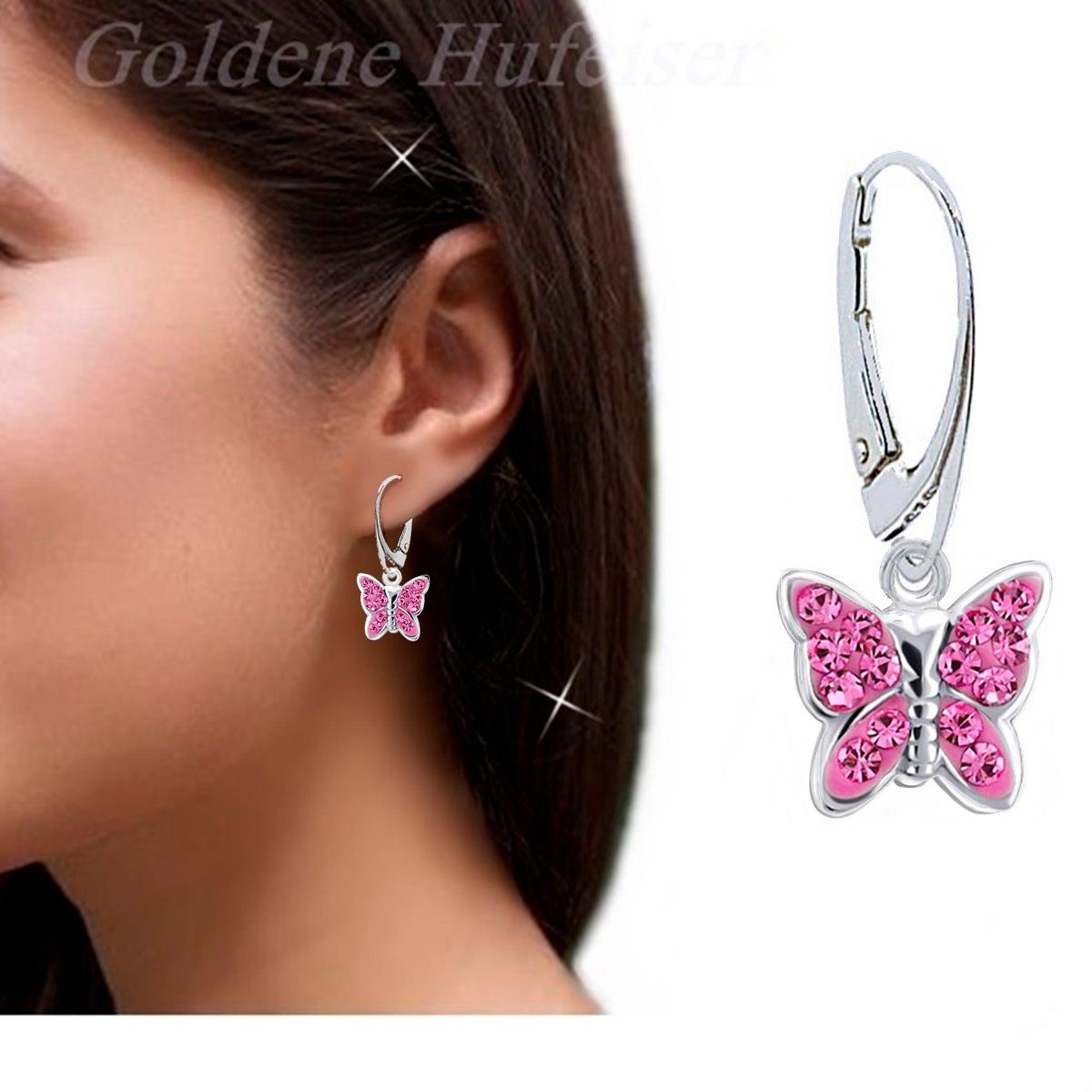 Rafaela Donata Sterling Silver Butterfly Stud Earrings - Heart Design