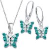 OROVIVO Victoria Schmuck: Kristall-Schmetterling-Ohrringe Set aus 925er Silber (4-tlg)