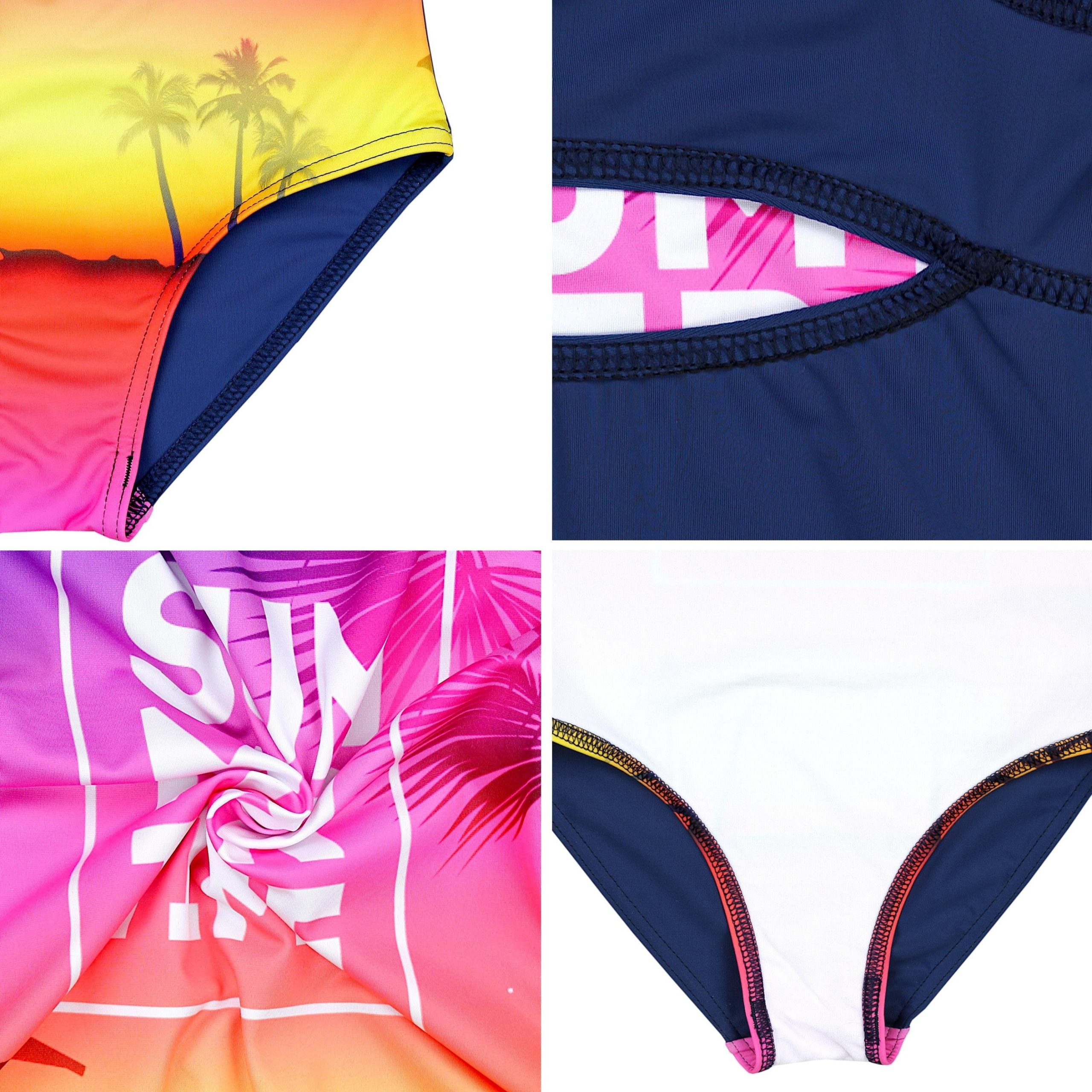 Aquarti Mädchen Sport Schwimmanzug mit Ringerrücken Print