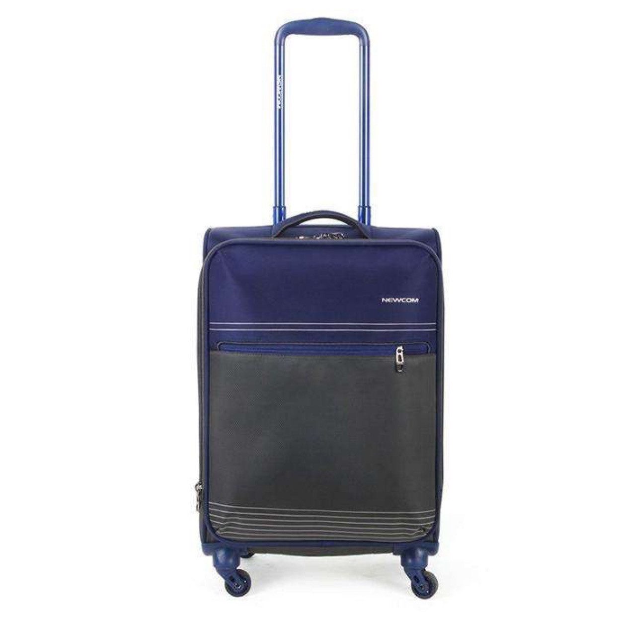 NEWCOM 20-inch Expandable Soft-Shell Luggage - Blue/Grey Travel Suitcase