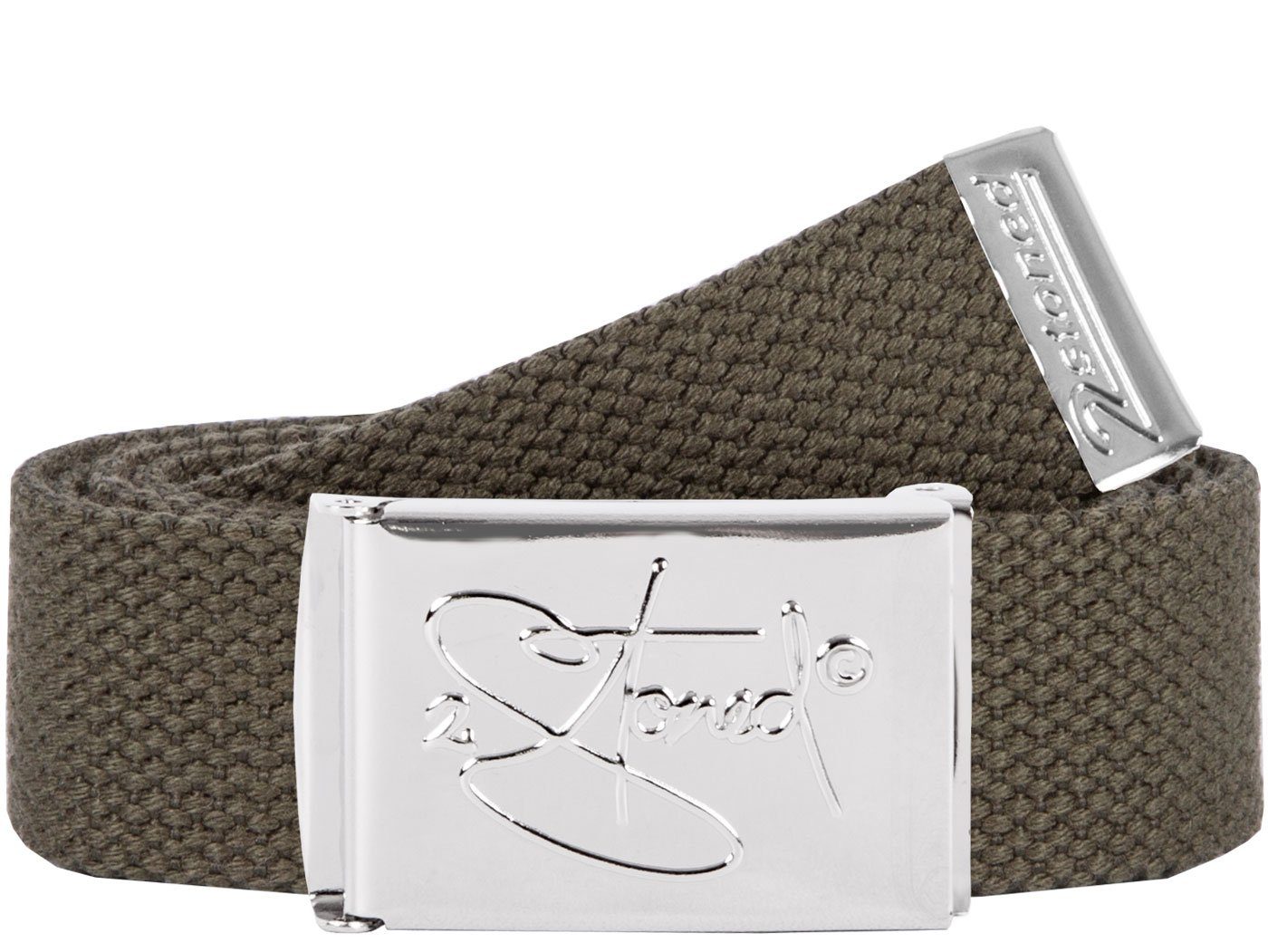 2Stoned Classic Logo Fabric Belt - Unisex Chrome Buckle - Adjustable 120cm