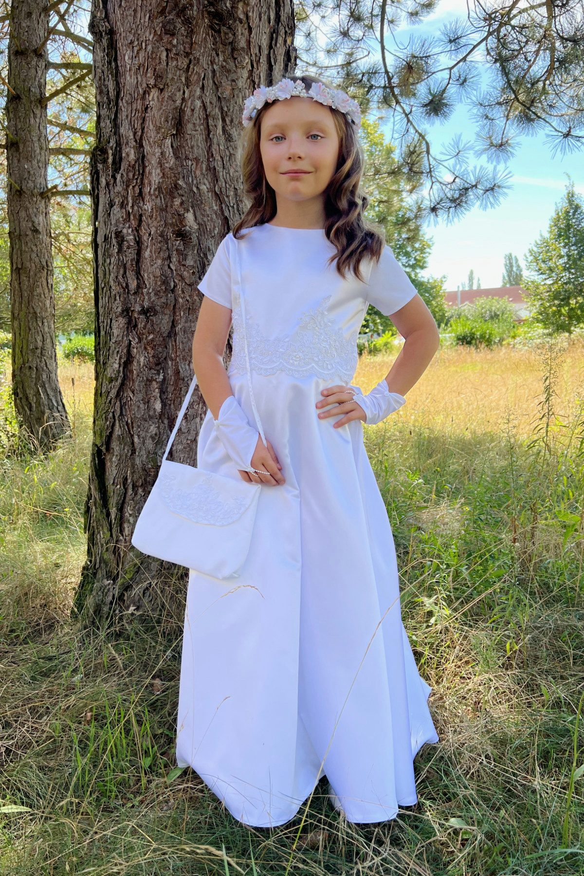 Dalary Partykleid Blumenmädchenkleid Kommunionkleid Dalary DK-202 Weiß