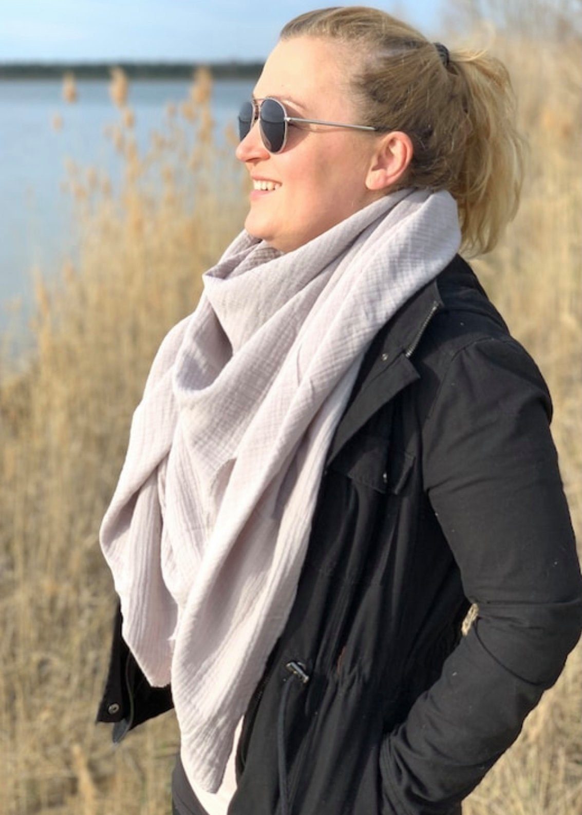 nadycat Herzlein Fashion XXL Muselin Towel - Light Grey | Damen & Kinder