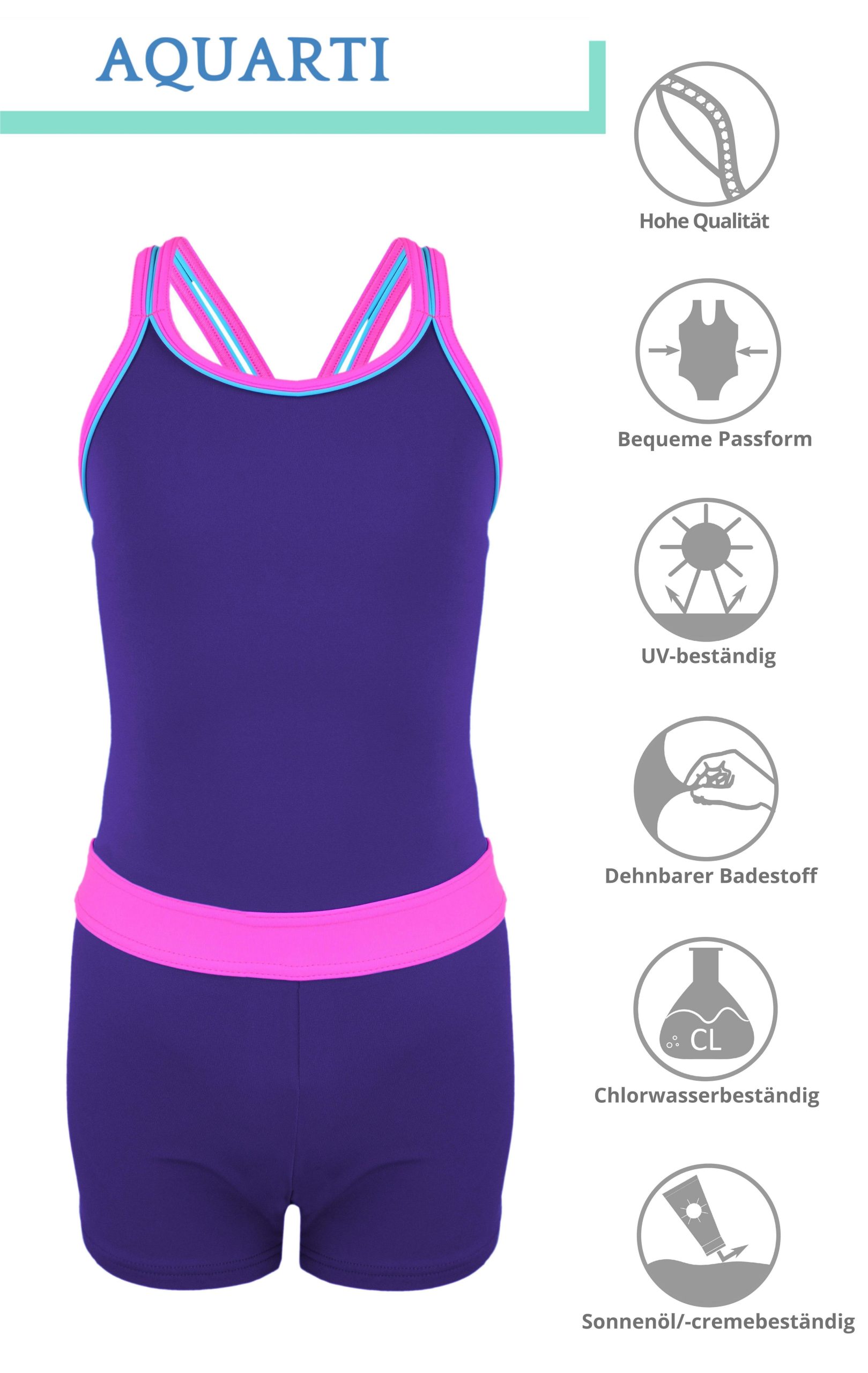 Aquarti Girls Swimsuit with Legs - Racerback Design Aquarti Girls Swimsuit with Legs - Racerback Design