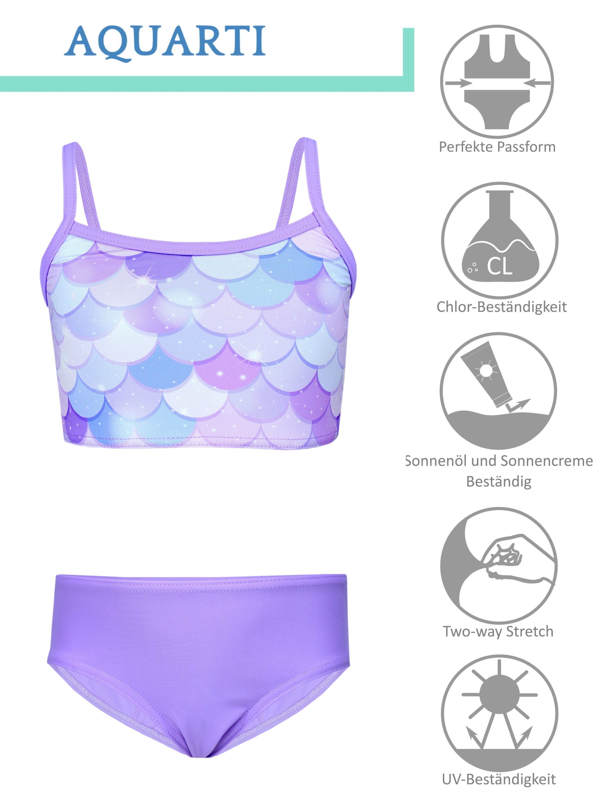 Aquarti Girls' Bikini Set - Mermaid or Stripe Design