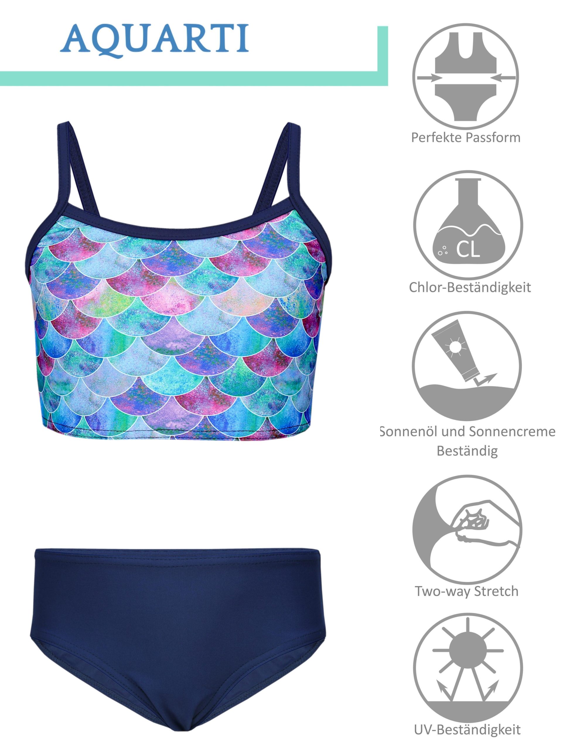 Aquarti Girls' Bikini Set - Mermaid or Stripe Design