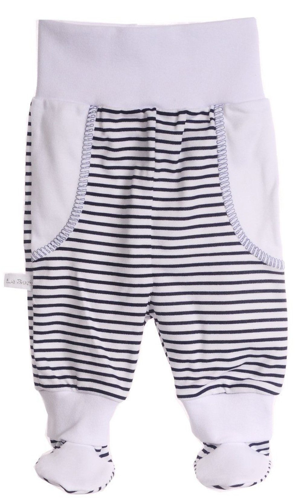 La Bortini Baby Pant with Foot Cuffs - Soft Cotton Stripe, Sizes 44-86