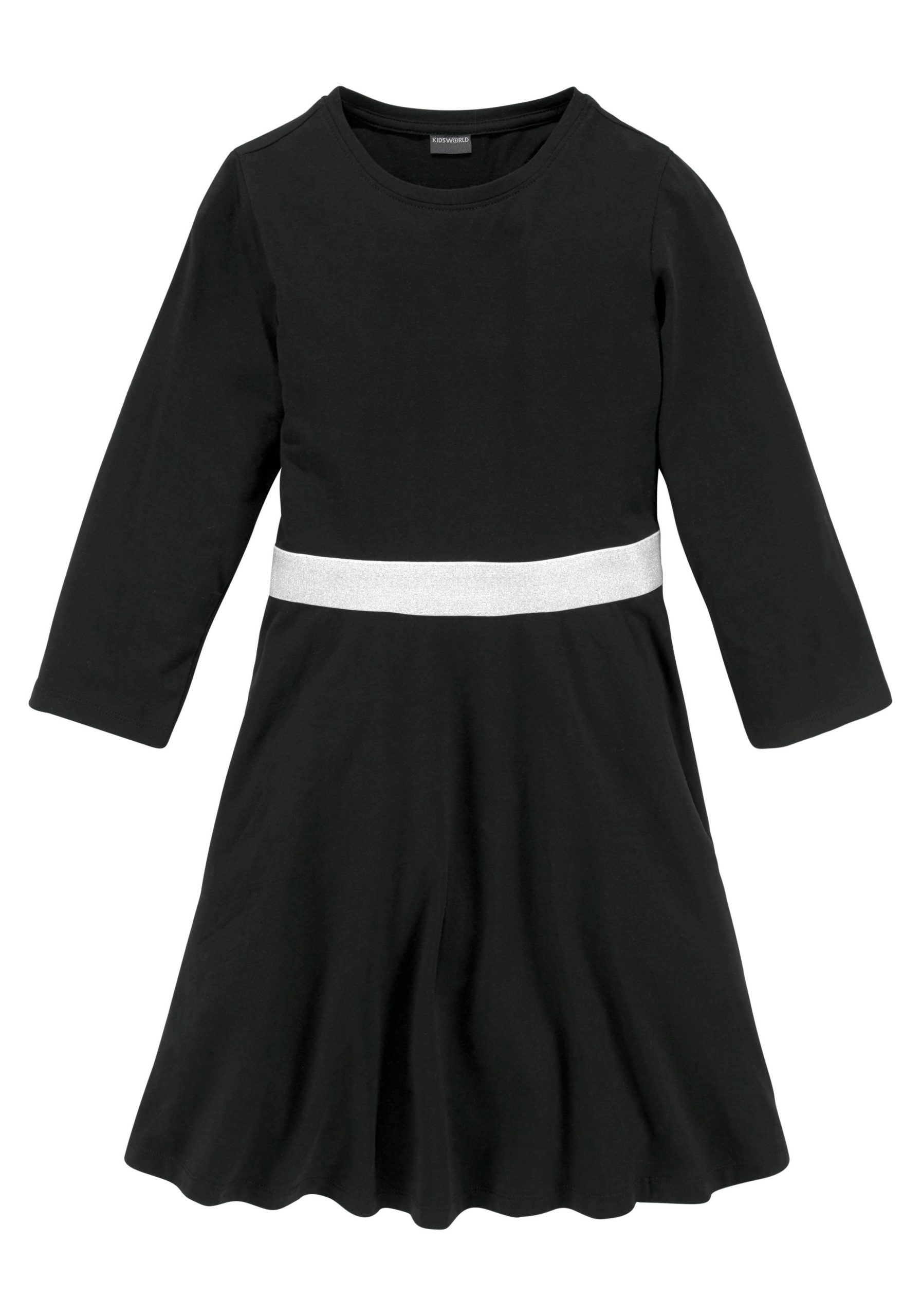 KIDSWORLD Skaterkleid mit Glitzerband festlich, kniefrei, 3/4-Ärmel, aus Baumwolltmischung
