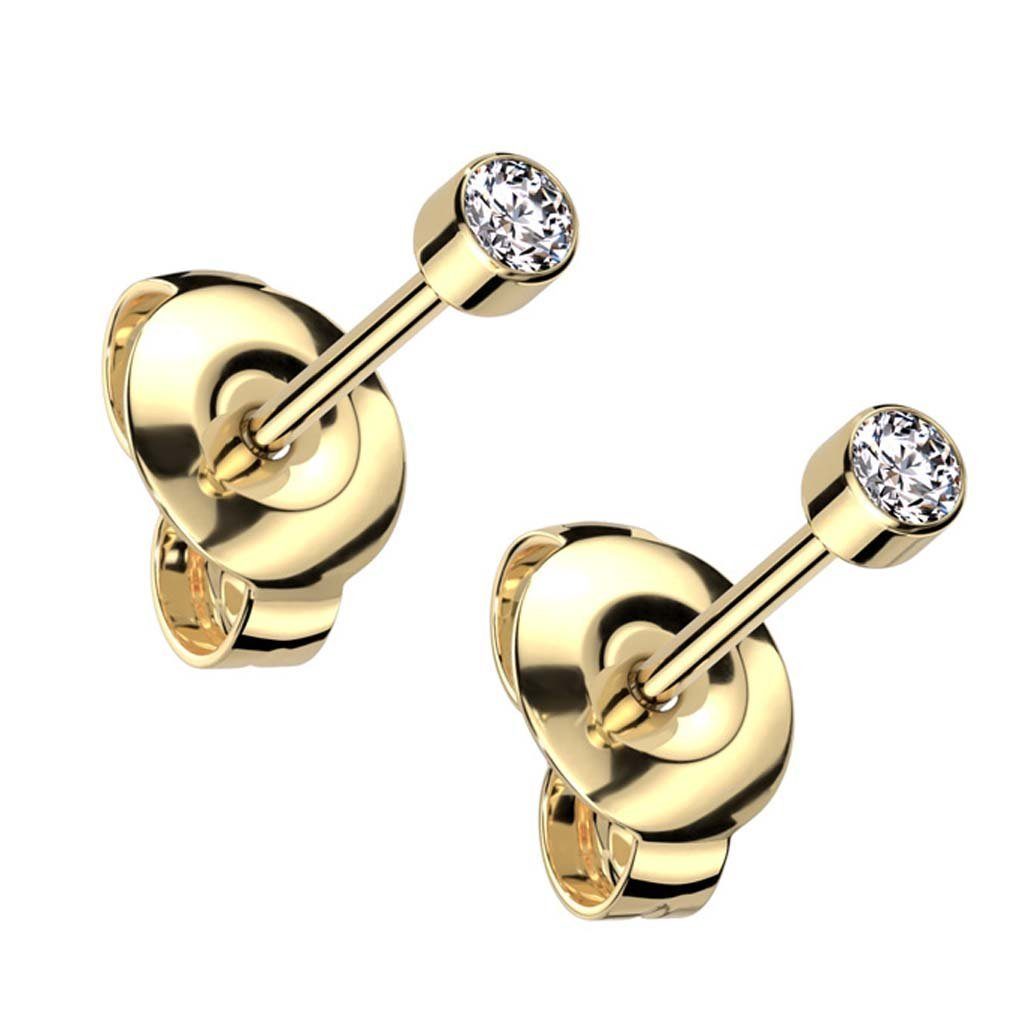 Viva-adornos Titanium Stud Earrings - Hypoallergenic & Nickel-Free - Zirconia Accent