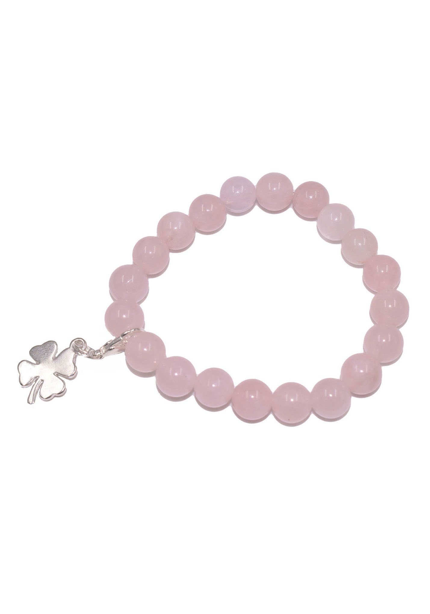 Firetti Charm-Armband, Charm Kleeblatt, Made in Germany - mit Rosenquarz oder Aventurin