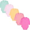 TupTam 5-Pack Baby Unisex Long Sleeve Bodysuit with Prints/Solids