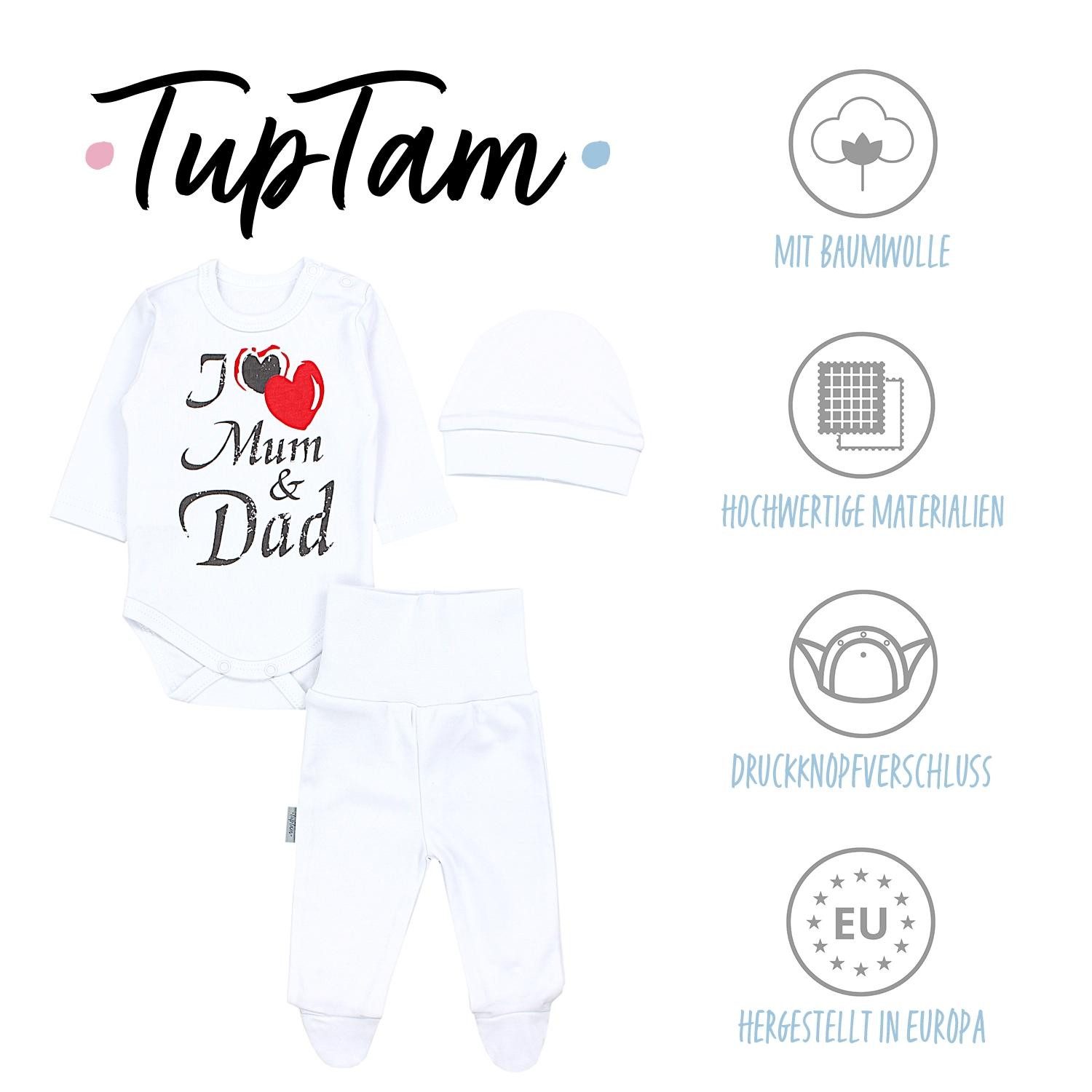 TupTam Baby Essentials Package - Unisex Long Sleeve Bodysuit, Pants & Hat Set