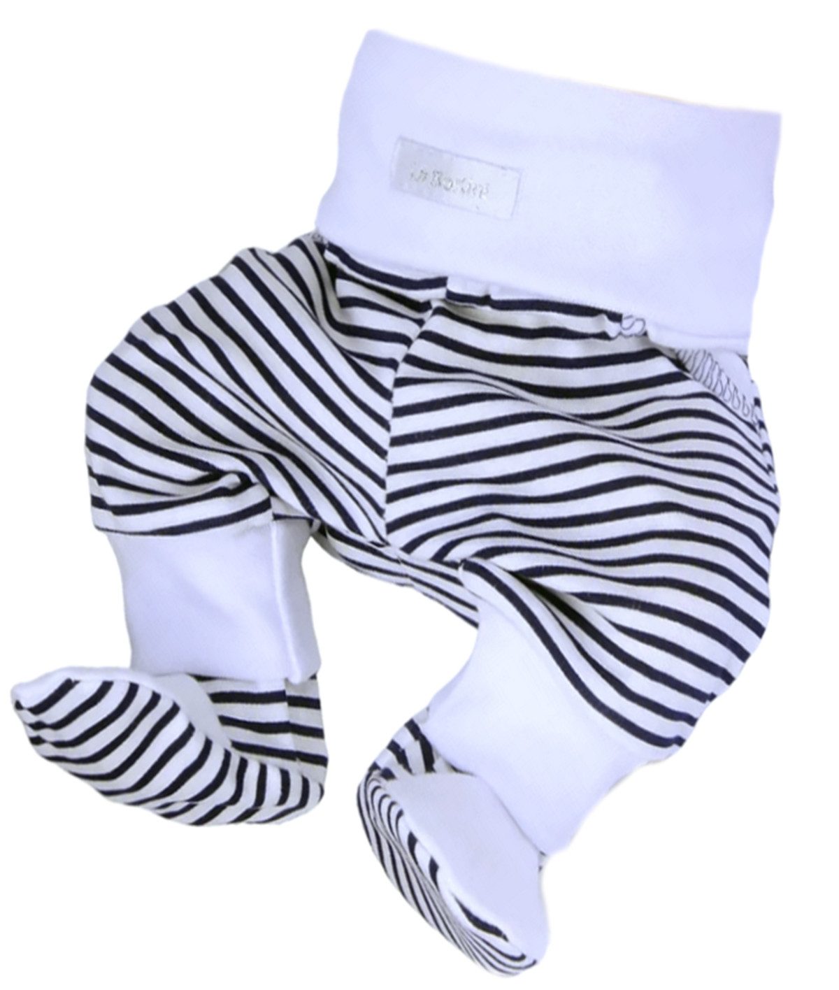La Bortini Baby Pant with Foot Cuffs - Soft Cotton Stripe, Sizes 44-86