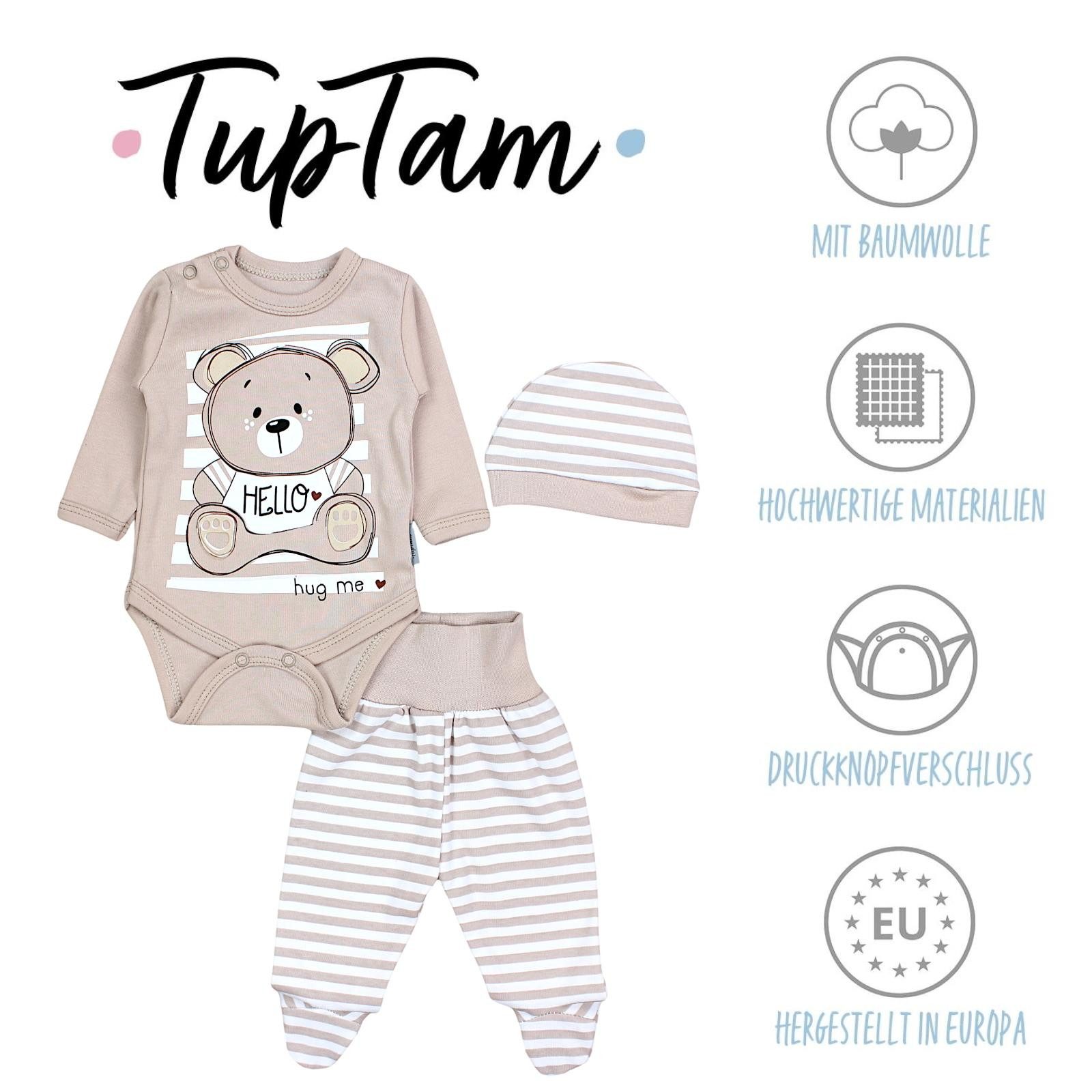 TupTam Baby Essentials Package - Unisex Long Sleeve Bodysuit, Pants & Hat Set