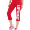 YESET 3/4 Capri Leggings - Love Fitness Print - Cotton Blend