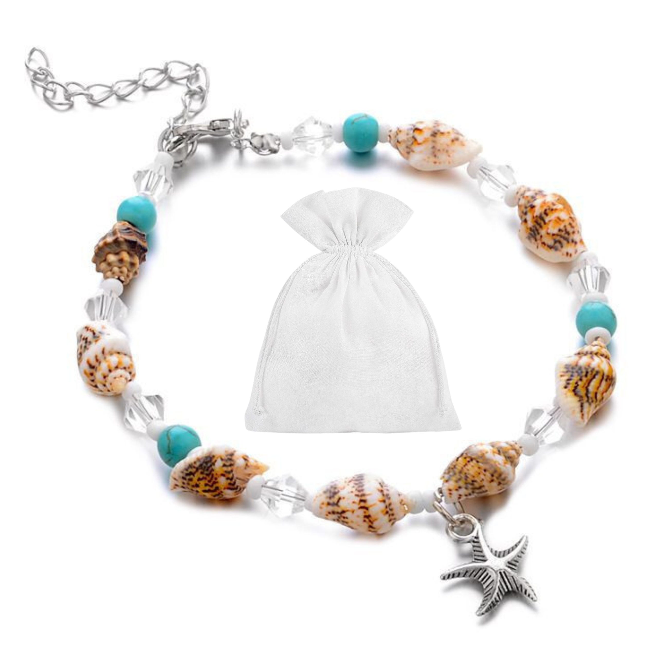 Felino Adjustable Anklet for Women - Starfish & Seashell Charm