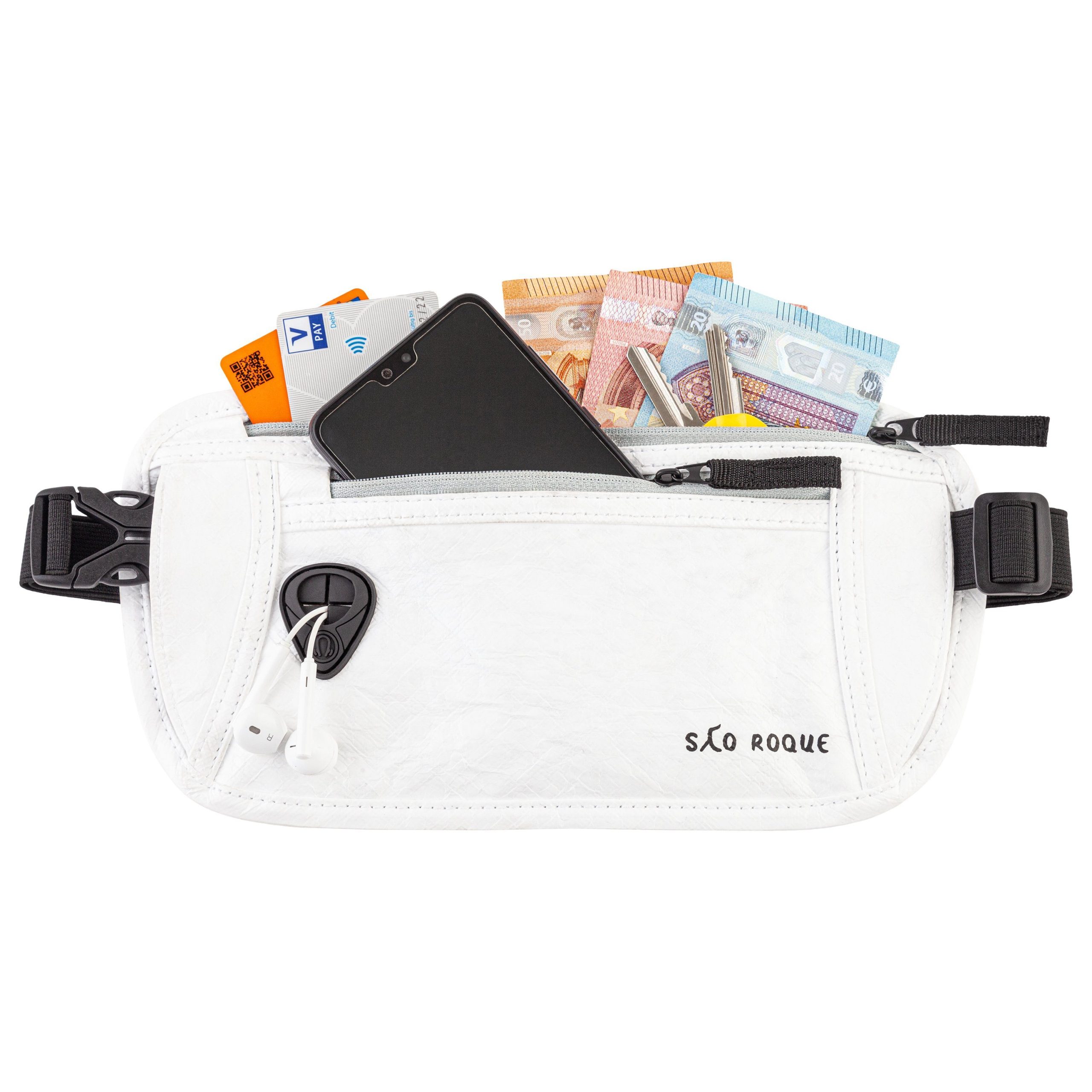 SAO ROQUE Bauchtasche - Flache Damen Herren Bauchtasche, Diebstahl-sicher mit RFID Schutz, Vegan, Ultraflach