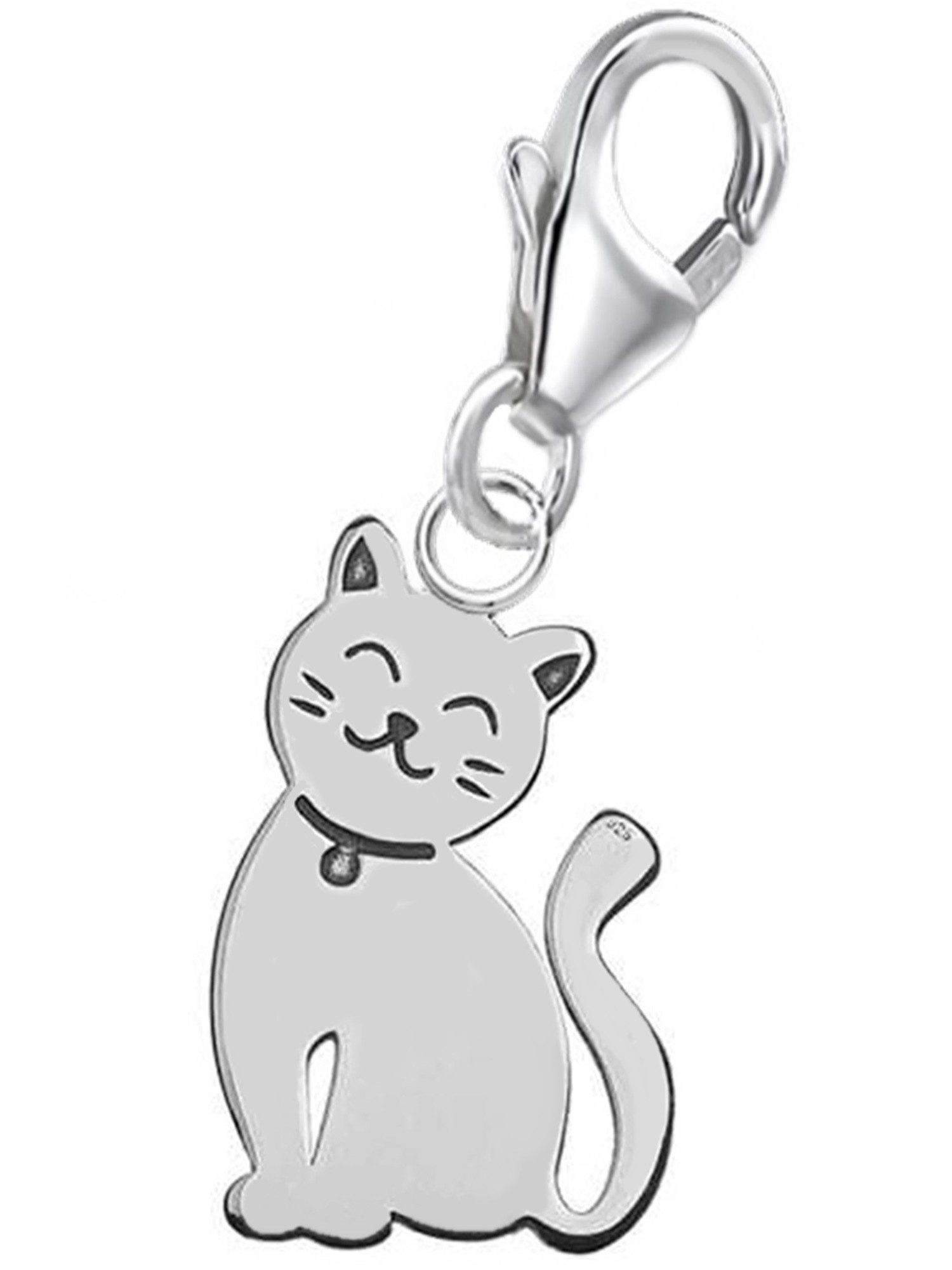 Golden Main Punkt 925 Sterling Silver Cat Charm for Pandora Bracelet - Detailed Feline Design