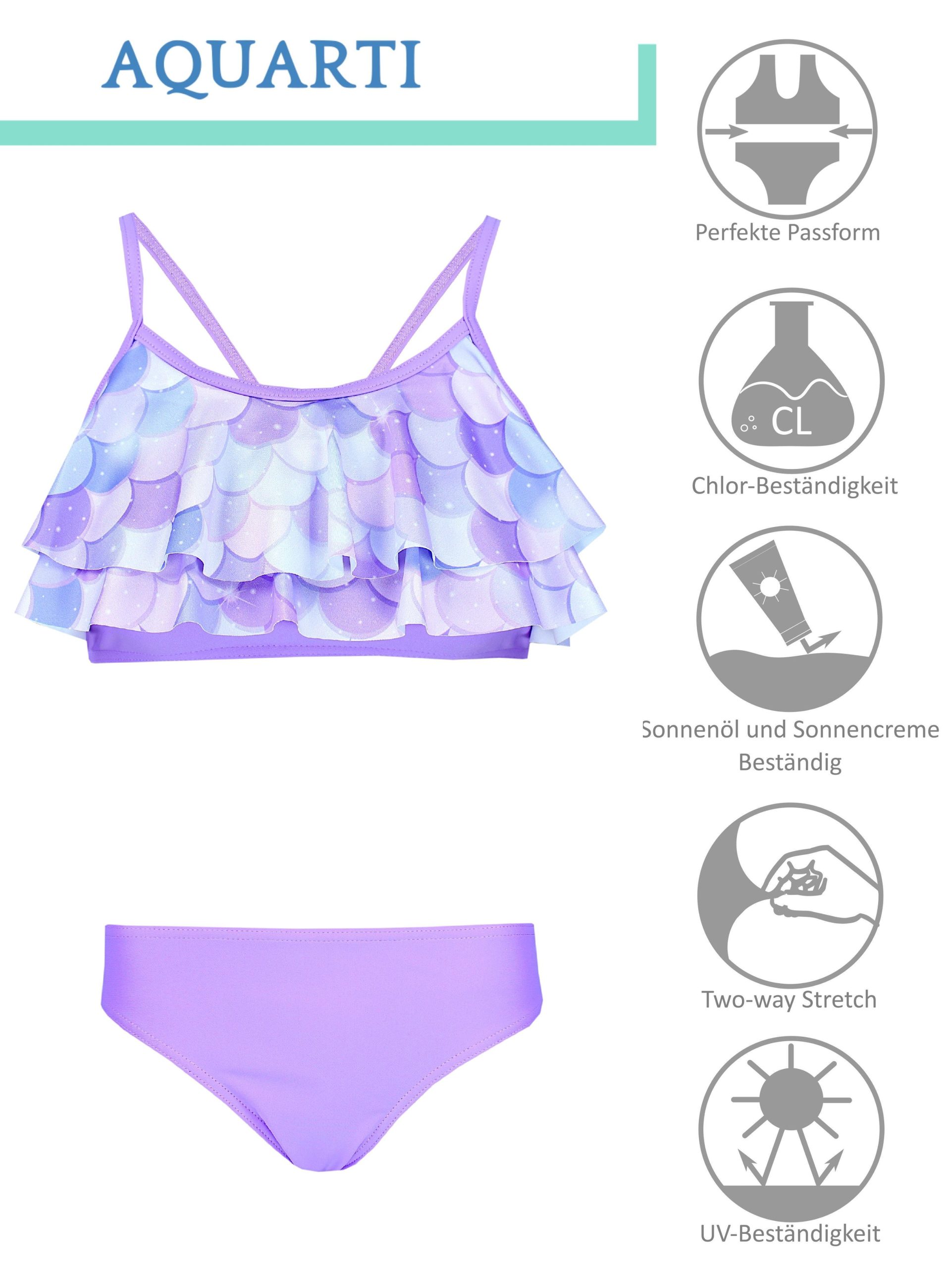 Aquarti Girls' Bikini Set - Mermaid or Stripe Design