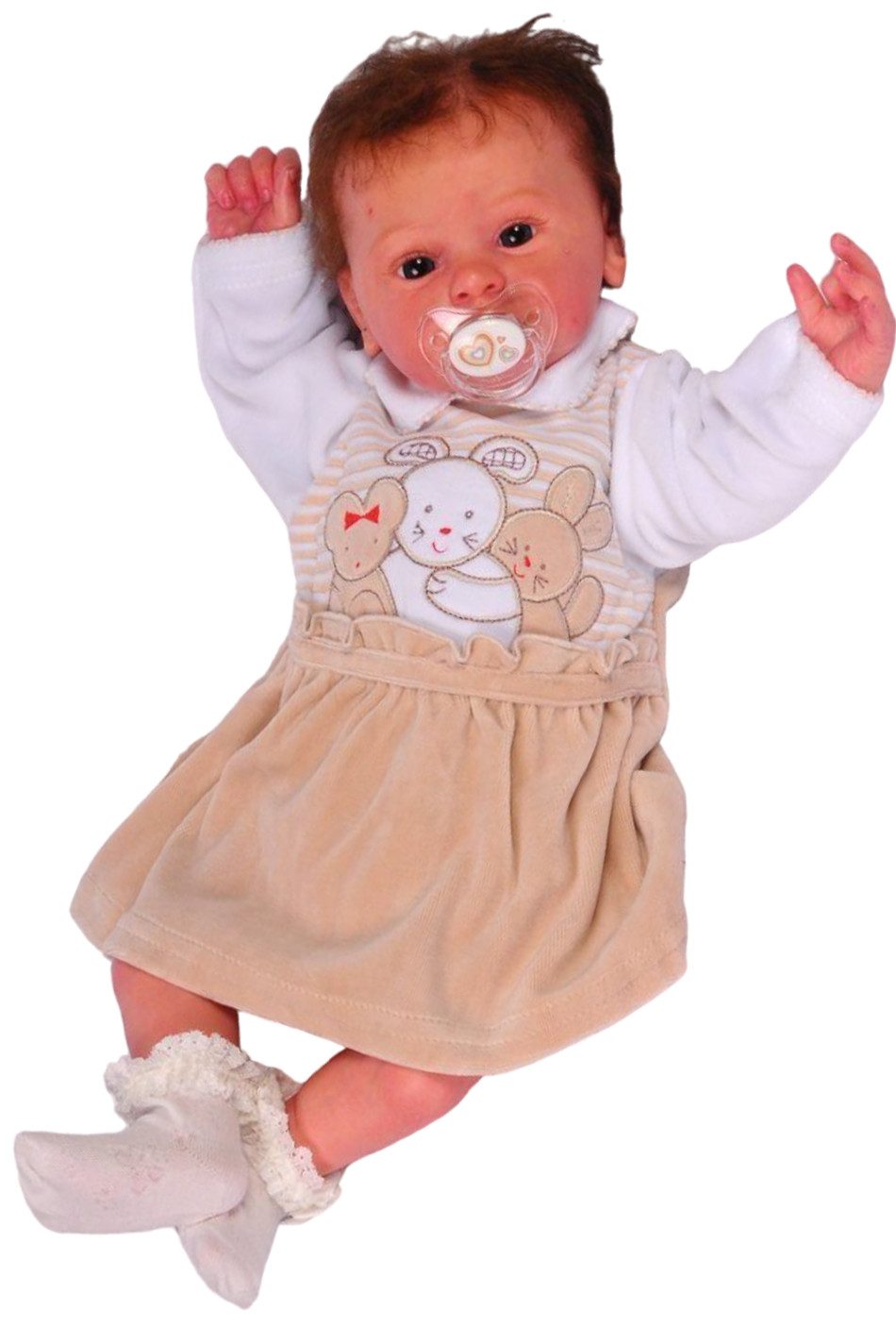 La Bortini Druckkleid Kleid Baby Kleidchen Babykleid aus weichem Velours in Beige La Bortini Druckkleid Kleid Baby Kleidchen Babykleid aus weichem Velours in Beige