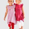 KIDSWORLD Jerseykleid für kleine Mädchen (2er-Pack) – Festlich, knielang, modisch, aus reiner Baumwolle