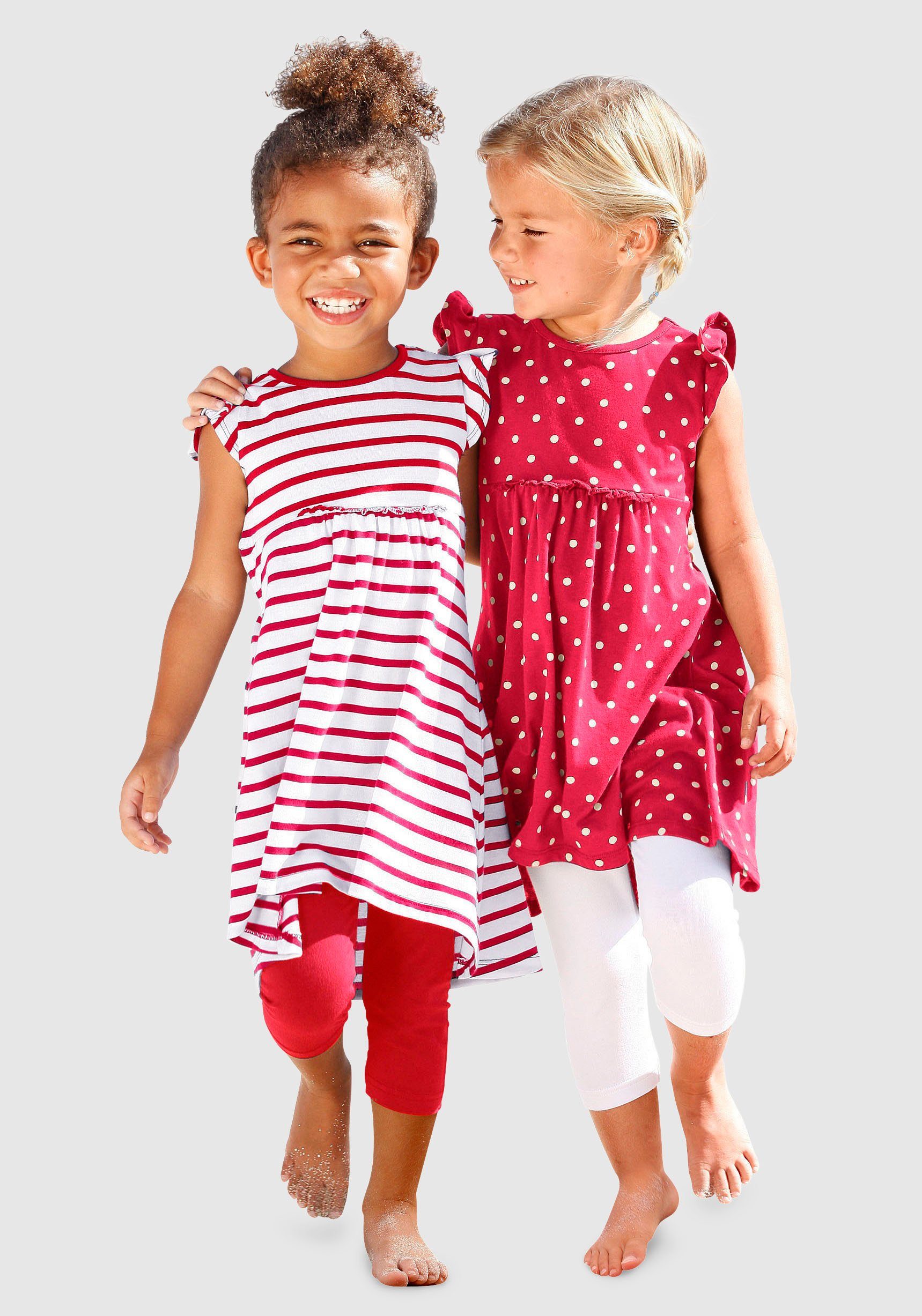 KIDSWORLD Jerseykleid für kleine Mädchen (2er-Pack) – Festlich, knielang, modisch, aus reiner Baumwolle