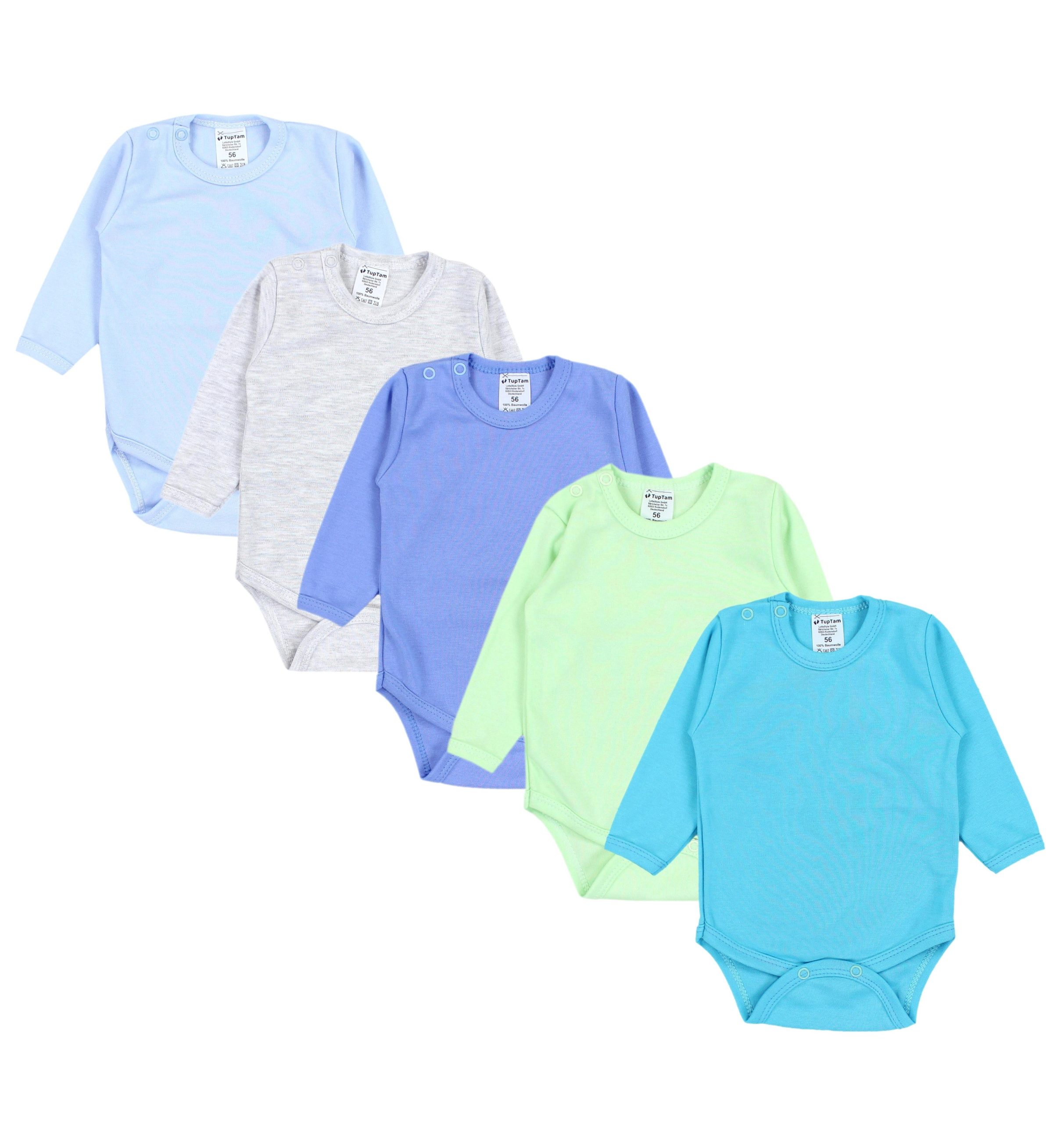 TupTam Langarmbody – TupTam Jungen Baby Body Langarm Unifarben 5er Pack