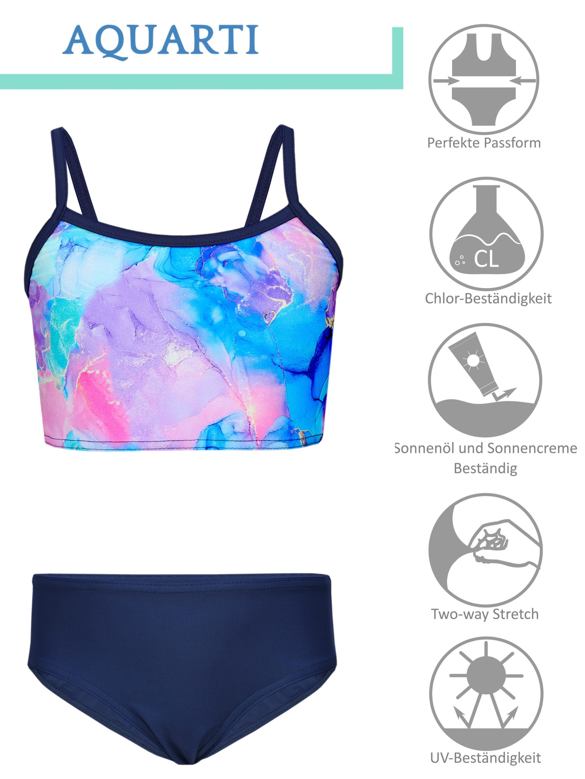 Aquarti Girls' Bikini Set - Mermaid or Stripe Design