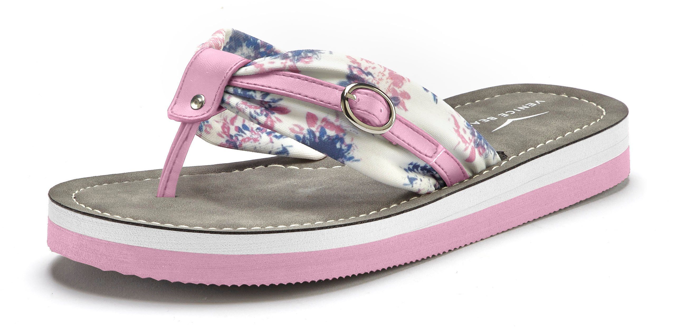 Venice Beach Badezehentrenner Sandale, Pantolette, Badeschuh, Flip Flop mit modischem Print VEGAN